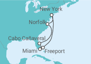 Itinerario del Crucero Estados Unidos (EE.UU.) TI - AIDA