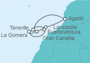 Itinerario del Crucero Islas Canarias TI - AIDA