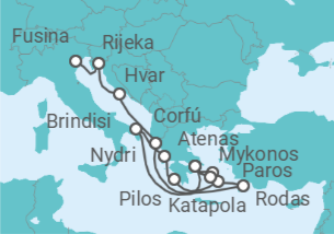 Itinerario del Crucero Un largo viaje por las puestas de sol de las Cícladas y sus idílicas costas - Explora Journeys