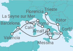 Itinerario del Crucero Adriático y Mediterráneo Occidental - Cunard