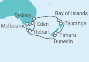 Itinerario del Crucero Australia y Nueva Zelanda: Melbourne y Tauranga - NCL Norwegian Cruise Line