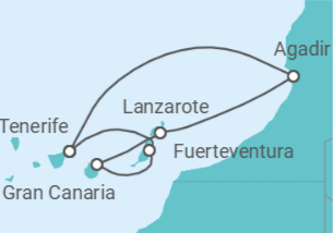 Itinerario del Crucero Islas Canarias TI - Costa Cruceros