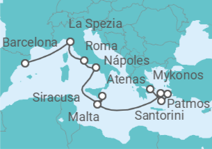 Itinerario del Crucero Un viaje desde las costas de Liguria hasta la deslumbrante belleza de las Cícladas - Explora Journeys