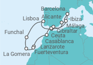 Itinerario del Crucero Un largo viaje entre travesías del Atlántico y la luz del sur - Explora Journeys