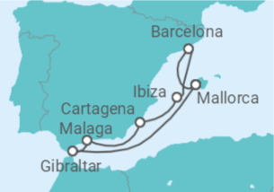 Itinerario del Crucero Un largo viaje por la costa occidental del Mediterráneo - Explora Journeys