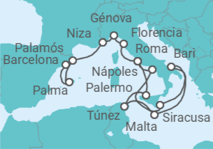 Itinerario del Crucero Un largo viaje desde un Año Nuevo en la Riviera hasta el alma más profunda del Mediterráneo - Explora Journeys