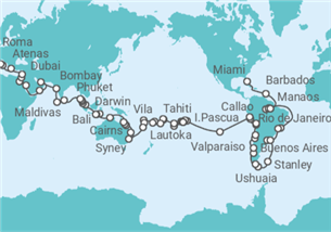 Itinerario del Crucero Vuelta al mundo 2029 - Regent Seven Seas