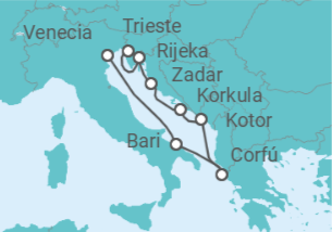 Itinerario del Crucero Italia, Grecia, Montenegro TI - Costa Cruceros