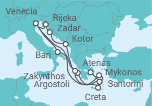 Itinerario del Crucero Desde Pireo (Atenas) a Venecia (Italia) TI - Costa Cruceros