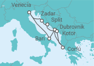 Itinerario del Crucero Croacia, Grecia, Montenegro, Italia TI - Costa Cruceros