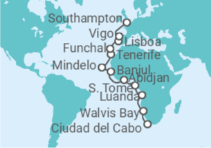Itinerario del Crucero Desde Ciudad del Cabo (Sudáfrica) a Southampton (Londres) - Oceania Cruises