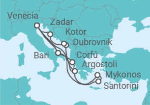 Itinerario del Crucero Italia, Grecia, Montenegro, Croacia TI - Costa Cruceros