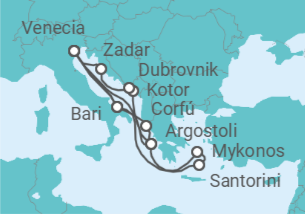 Itinerario del Crucero Italia, Grecia, Montenegro, Croacia - Costa Cruceros