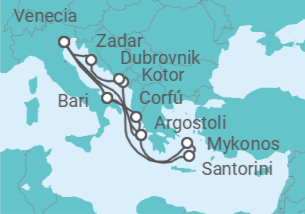 Itinerario del Crucero Italia, Grecia, Montenegro, Croacia TI - Costa Cruceros