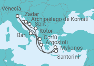 Itinerario del Crucero Italia, Grecia, Montenegro, Croacia TI - Costa Cruceros