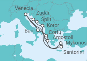 Itinerario del Crucero Italia, Grecia, Montenegro, Croacia - Costa Cruceros