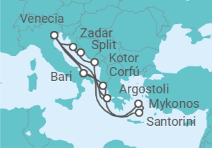 Itinerario del Crucero Italia, Grecia, Montenegro, Croacia TI - Costa Cruceros