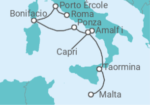 Itinerario del Crucero Italia, Francia - Seadream Yacht Club