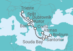 Itinerario del Crucero Mar Adriático y Grecia  TI - AIDA