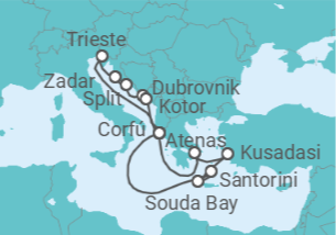 Itinerario del Crucero Mar Adriático y Grecia TI - AIDA