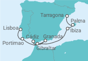 Itinerario del Crucero Portugal, España, Gibraltar - NCL Norwegian Cruise Line