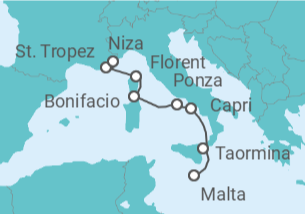 Itinerario del Crucero Italia, Francia - Seadream Yacht Club