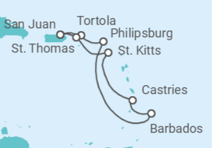 Itinerario del Crucero Caribe: Barbados y Santo Tomás - NCL Norwegian Cruise Line