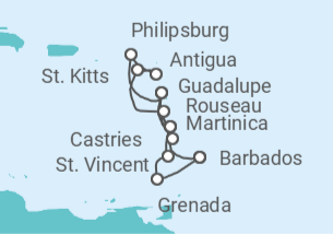 Itinerario del Crucero Antillas, St. Maarten, Martinica - MSC Cruceros