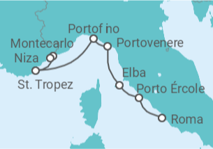Itinerario del Crucero Italia, Francia, Mónaco - Seadream Yacht Club