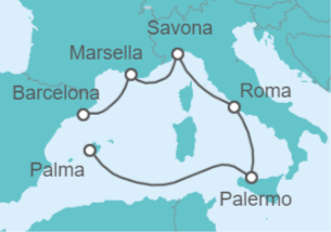 Itinerario del Crucero Italia, Francia TI - Costa Cruceros