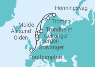 Itinerario del Crucero Fiordos Noruegos y Círculo Polar Artico TI - con vuelos - Celebrity Cruises