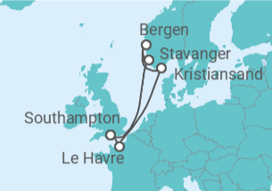 Itinerario del Crucero Noruega, Francia - Royal Caribbean