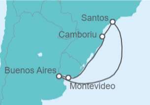 Itinerario del Crucero Uruguay, Argentina, Brasil - MSC Cruceros