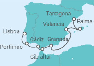 Itinerario del Crucero España, Gibraltar, Portugal - NCL Norwegian Cruise Line