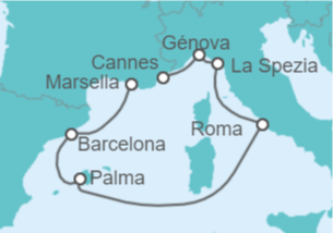 Itinerario del Crucero Italia, España - MSC Cruceros