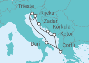 Itinerario del Crucero Grecia, Montenegro, Italia TI - Costa Cruceros