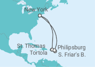 Itinerario del Crucero Caribe Oriental - Cunard