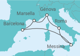 Itinerario del Crucero Italia, España - MSC Cruceros