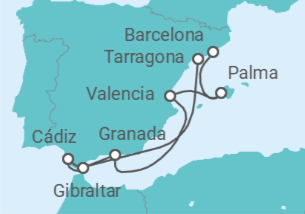 Itinerario del Crucero El Mediterráneo: España, Gibraltar - NCL Norwegian Cruise Line