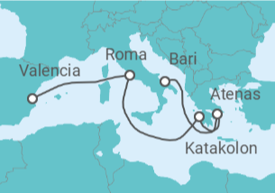 Itinerario del Crucero Grecia, Italia - MSC Cruceros