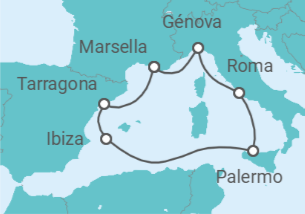 Itinerario del Crucero Italia, España - MSC Cruceros