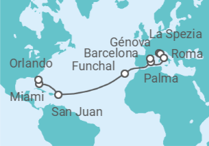 Itinerario del Crucero Desde Génova a Orlando - MSC Cruceros