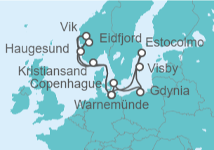 Itinerario del Crucero Las costas del Mar del Norte y Mar Báltico - AIDA