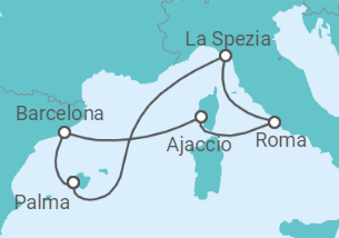 Itinerario del Crucero España, Italia, Francia TI - AIDA