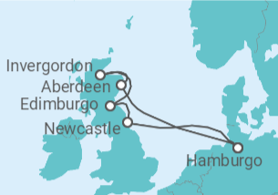Itinerario del Crucero Reino Unido - AIDA