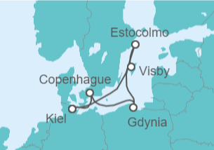 Itinerario del Crucero Suecia, Polonia, Dinamarca TI - AIDA