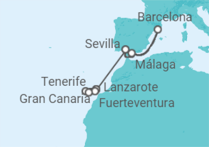 Itinerario del Crucero Islas Canarias TI - AIDA