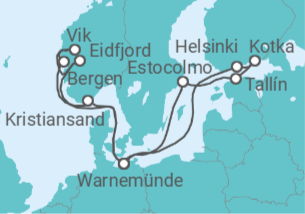 Itinerario del Crucero Finlandia, Estonia, Suecia, Alemania, Noruega - AIDA