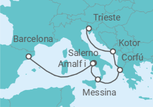Itinerario del Crucero Italia, Grecia, Montenegro - Cunard