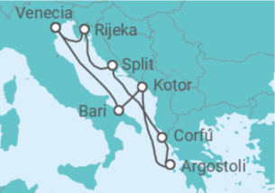 Itinerario del Crucero Italia, Montenegro, Grecia, Croacia - Costa Cruceros